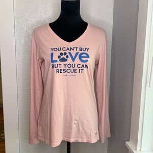 Life is Good You Can't Buy Love But You Can Buy a Rescue pink long sleeve tshirt
